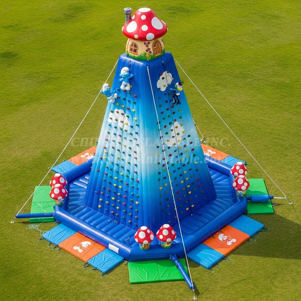 T11-4446 The Smurfs Theme Inflatable Climbing Wall