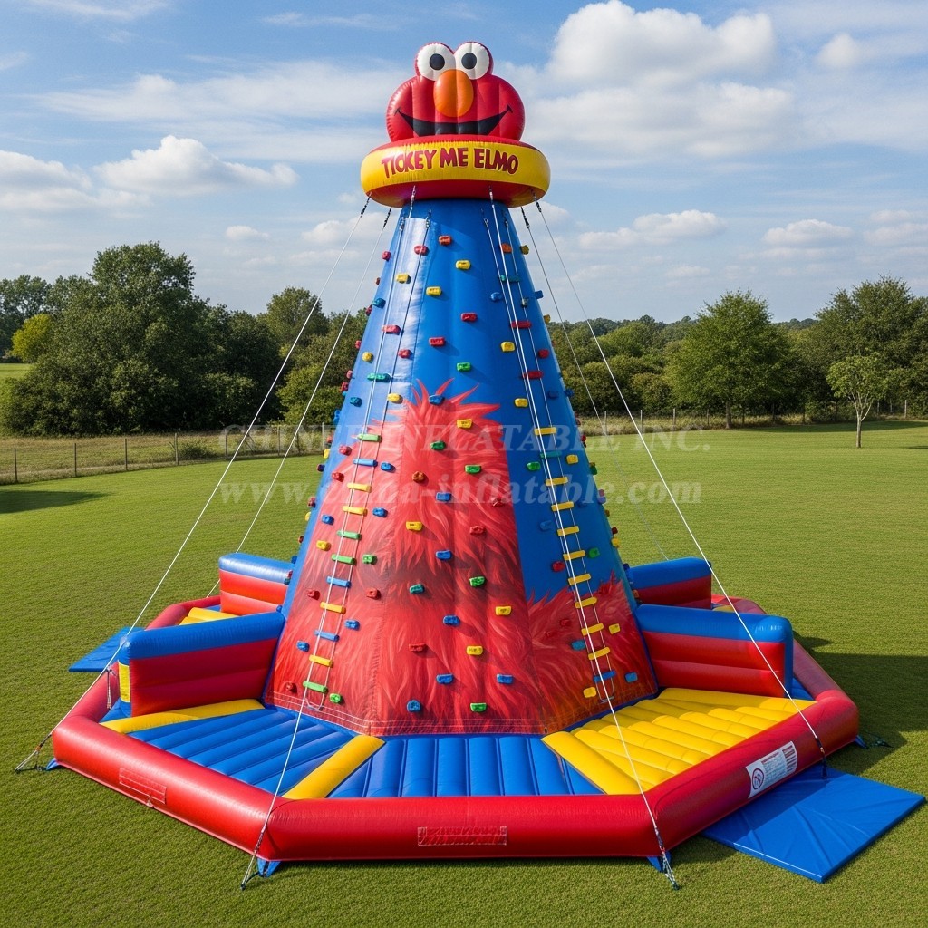 T11-4454 Tickle Me Elmo Theme Inflatable Climbing Wall