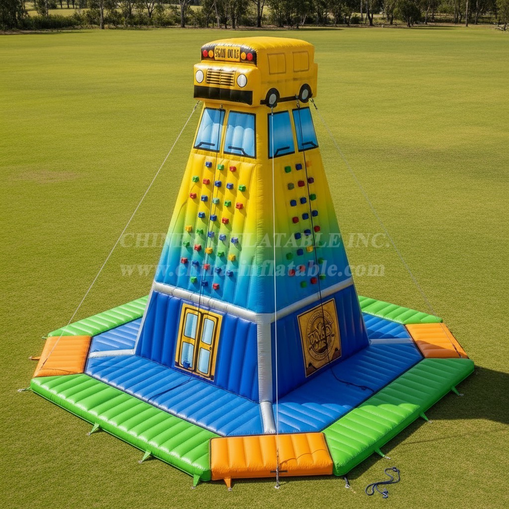 T11-4514 Bus Theme Inflatable Climbing Wall