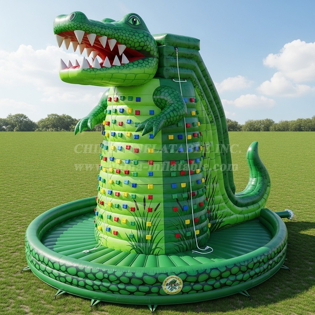 T11-4559 Crocodile Theme Inflatable Climbing Wall