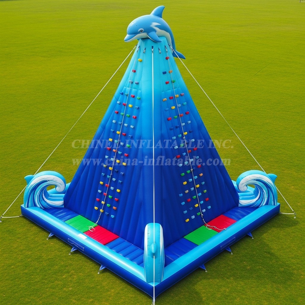 T11-4568 Dolphin Theme Inflatable Climbing Wall