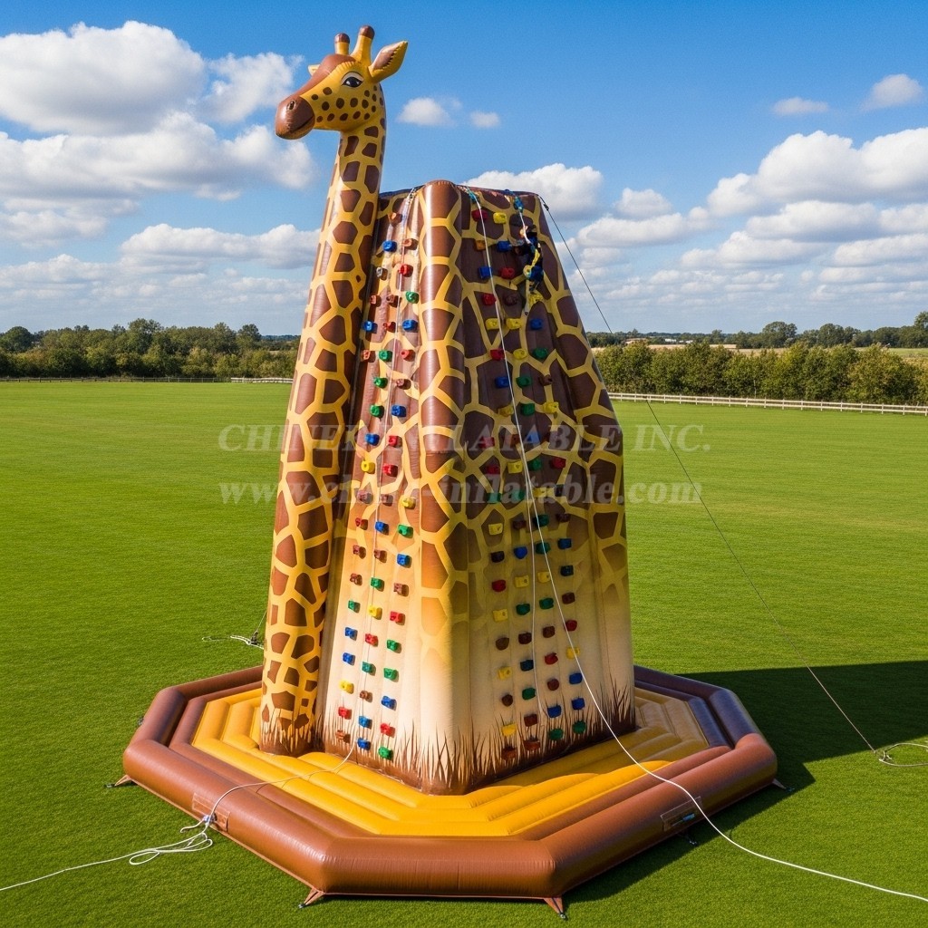 T11-4603 Giraffe Theme Inflatable Climbing Wall