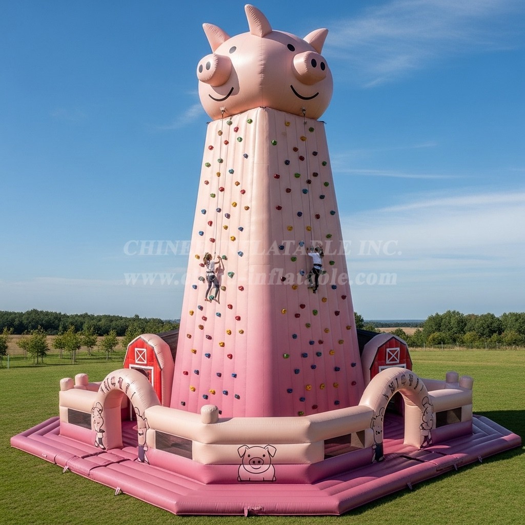 T11-4664 Pig Theme Inflatable Climbing Wall