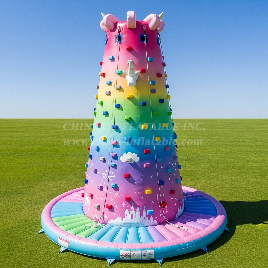 T11-4714 Unicorn Theme Inflatable Climbing Wall