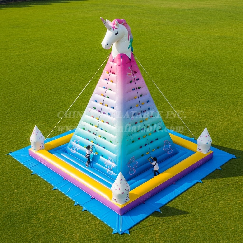 T11-4715 Unicorn Theme Inflatable Climbing Wall