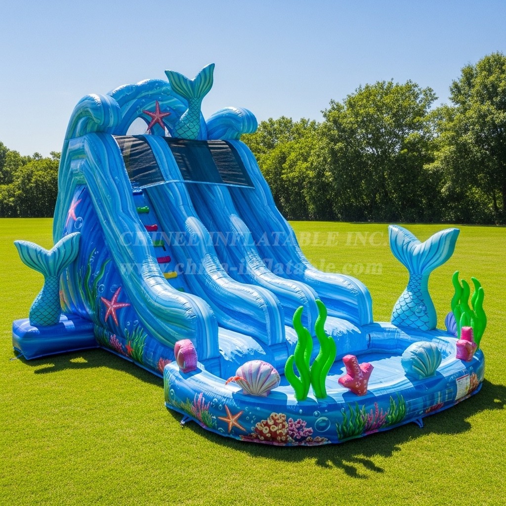 T8-9298 Mermaid Theme Inflatable Water Slide