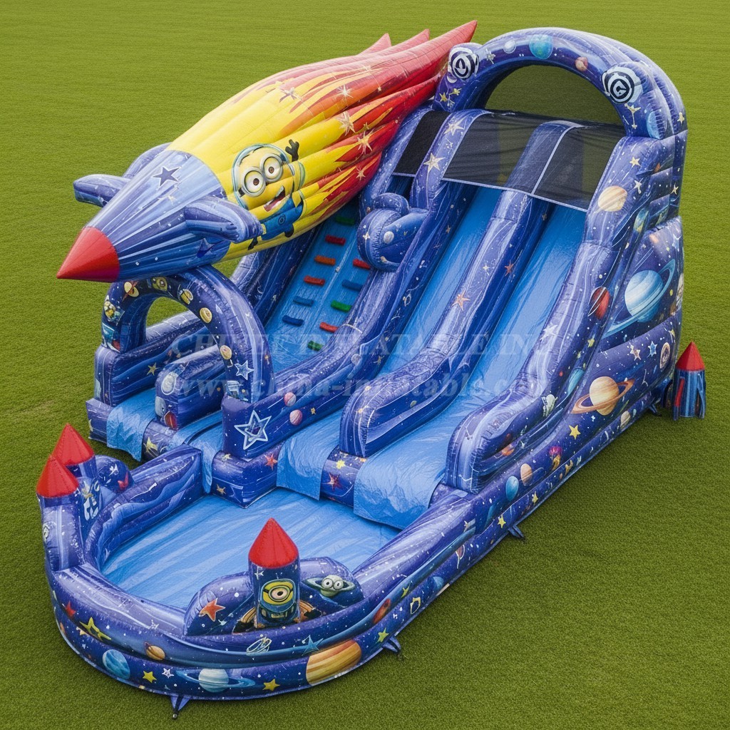 T8-9309 Minions Theme Inflatable Water Slide