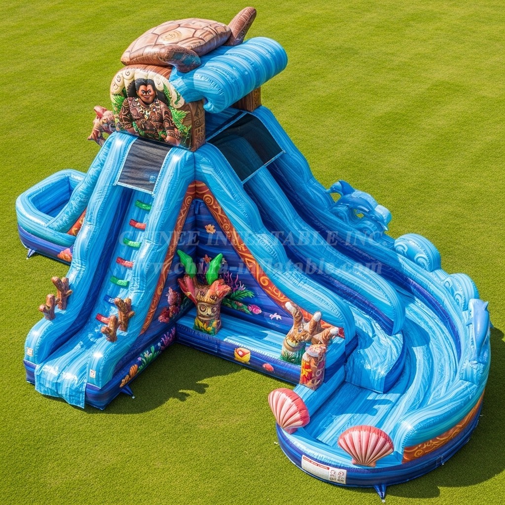 T8-9313 Moana Theme Inflatable Water Slide