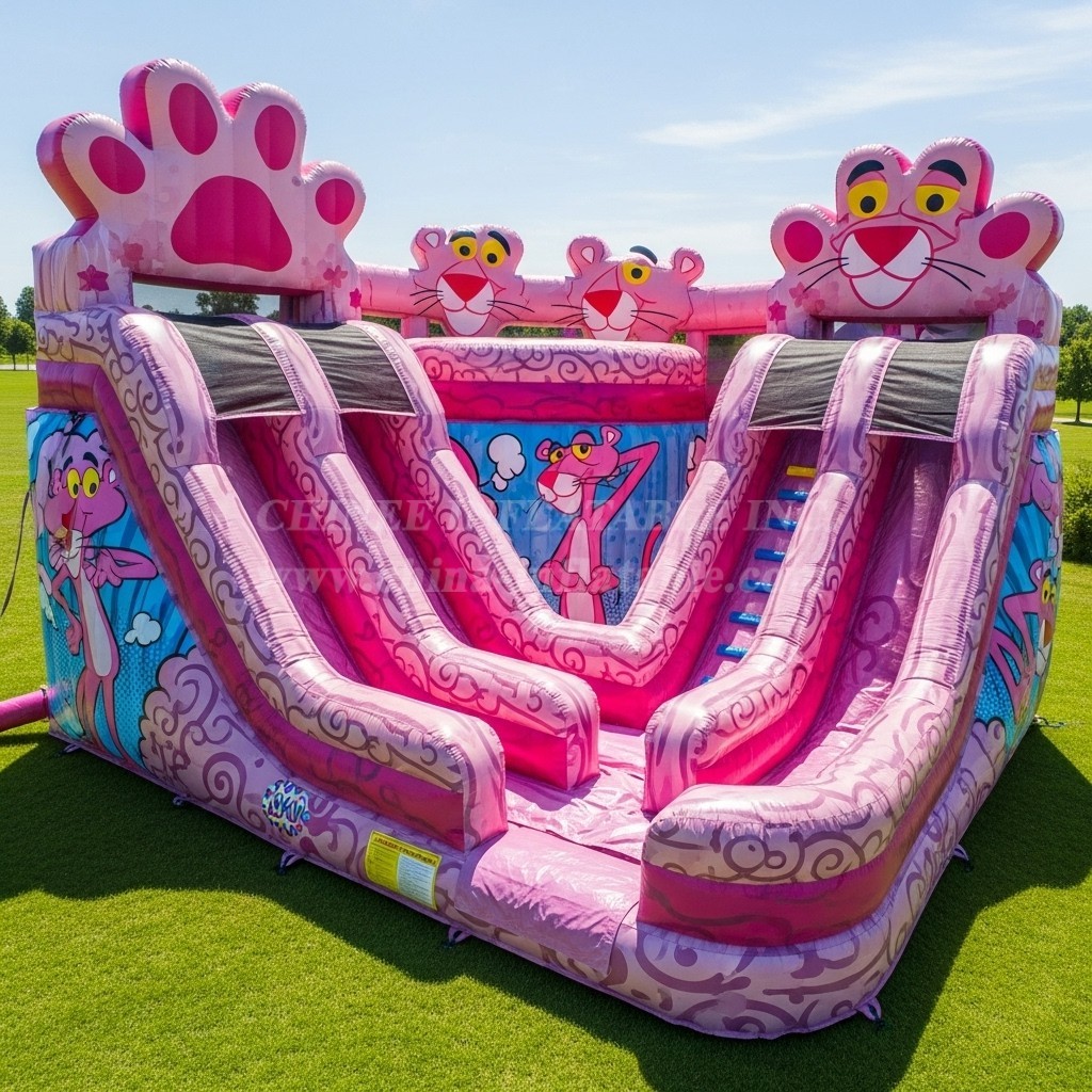 T8-9329 Pink Panther Theme Inflatable Water Slide