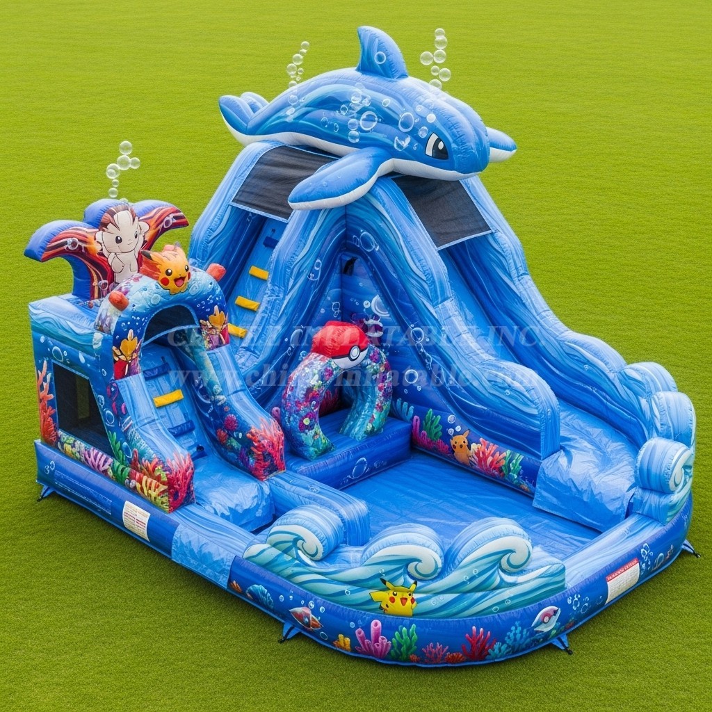 T8-9336 Pokemon Theme Inflatable Water Slide