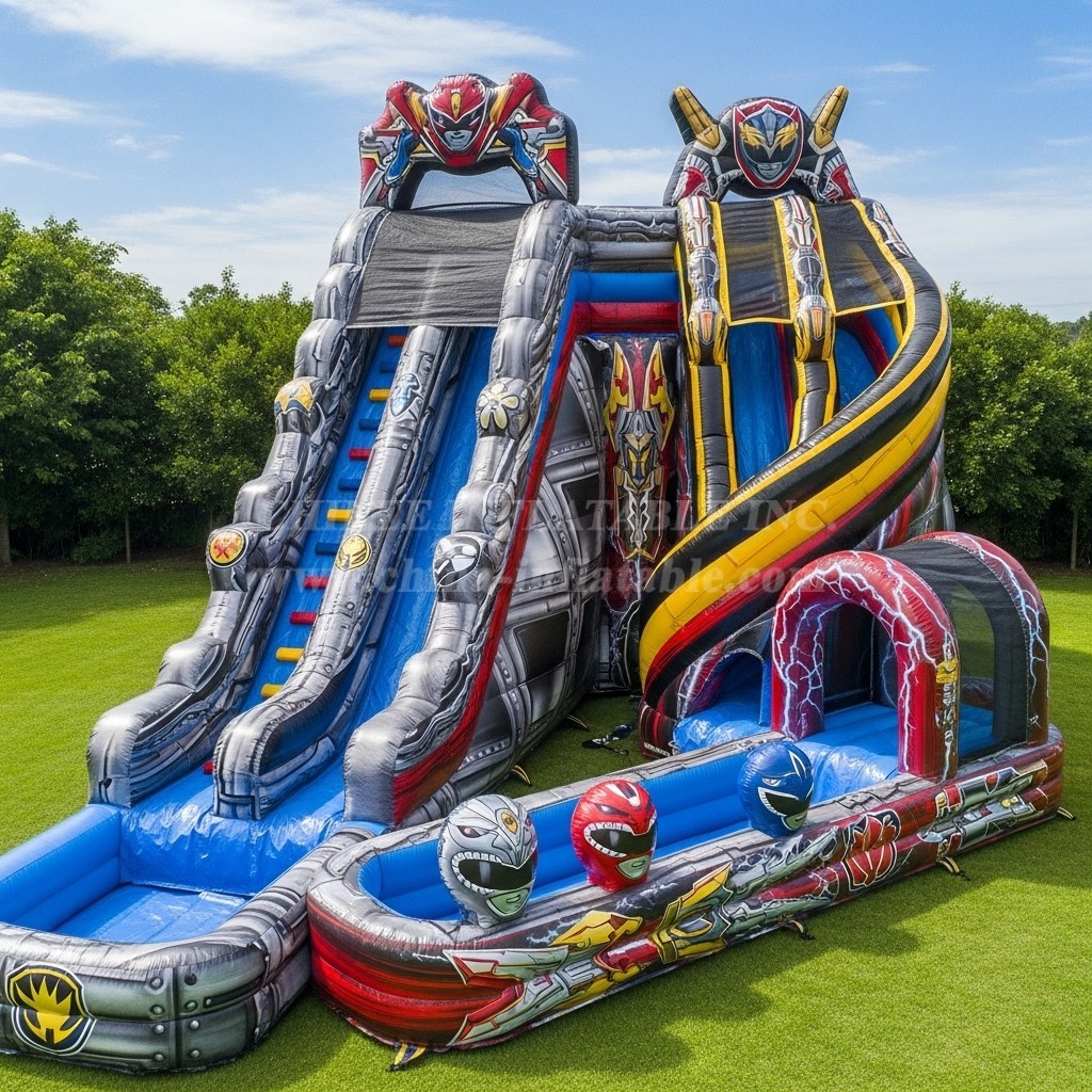 T8-9339 Power Rangers Theme Inflatable Water Slide