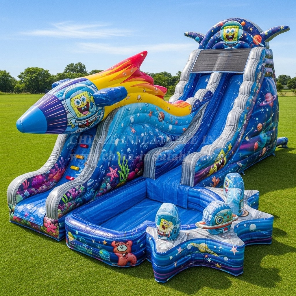 T8-9355 Spongebob Theme Inflatable Water Slide