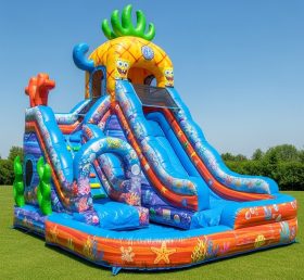 T8-9357 Spongebob Theme Inflatable Water Slide