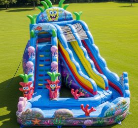 T8-9358 Spongebob Theme Inflatable Water Slide