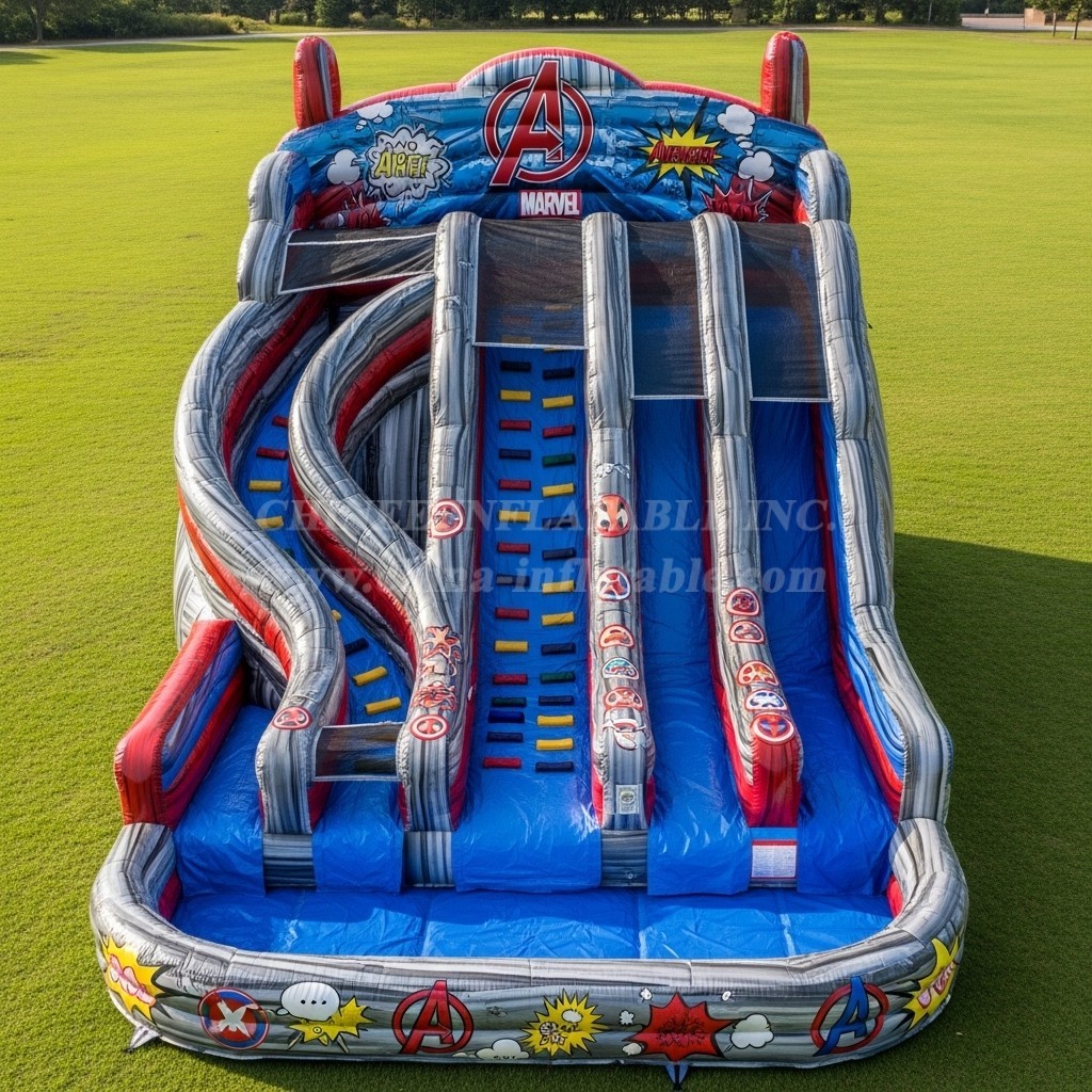 T8-9366 The Avengers Theme Inflatable Water Slide