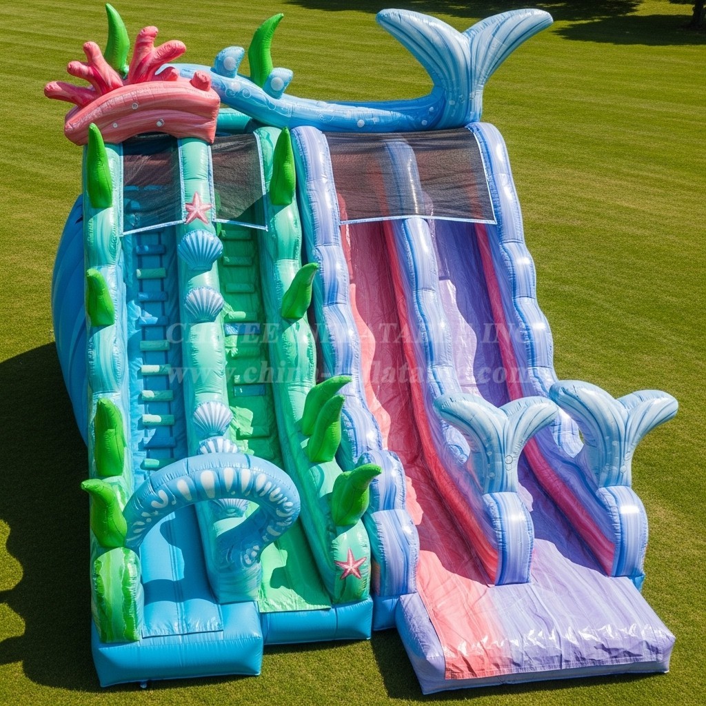 T8-9403 Mermaid Theme Inflatable Dry Slide