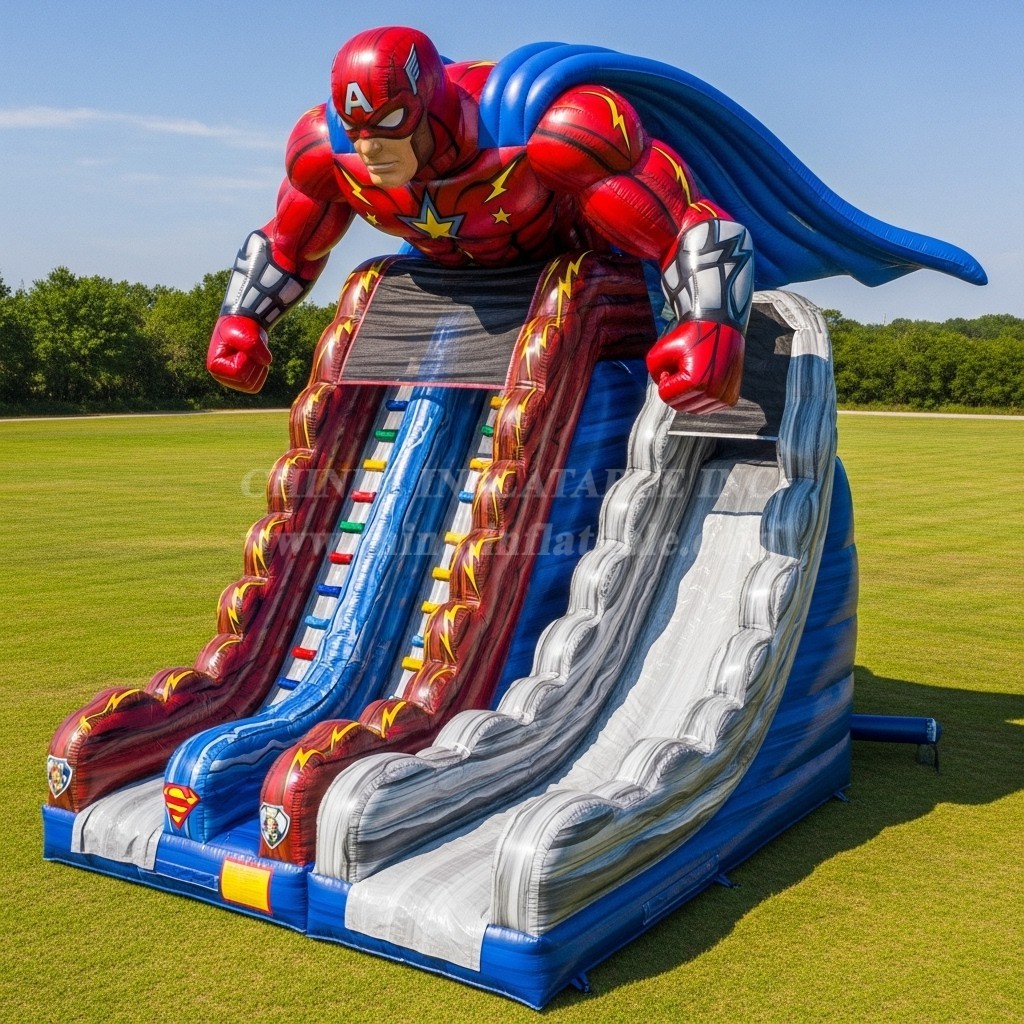 T8-9420 Superhero Theme Inflatable Dry Slide