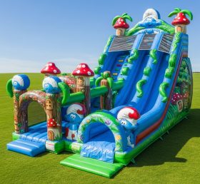 T8-9423 The Smurfs Theme Inflatable Dry Slide
