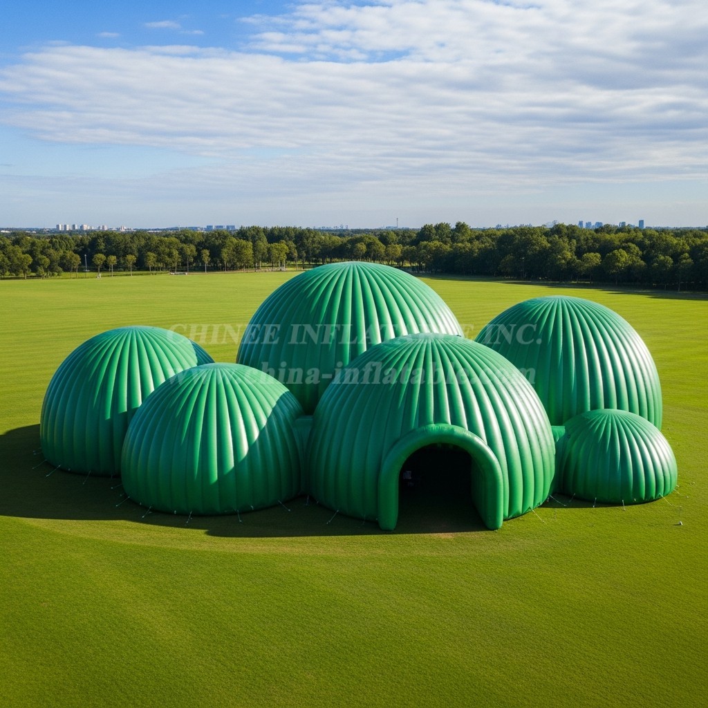 Tent1-6218 Green Dome Cluster Inflatable Dome