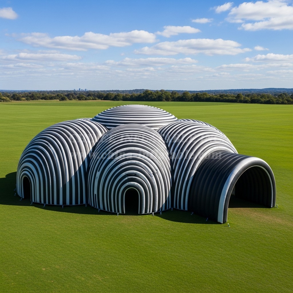 Tent1-6258 Black and White Dome Tunnel Inflatable Dome