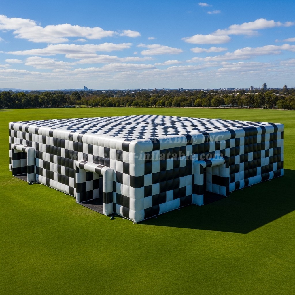 Tent1-6367 Black White Inflatable Checkerboard Structure