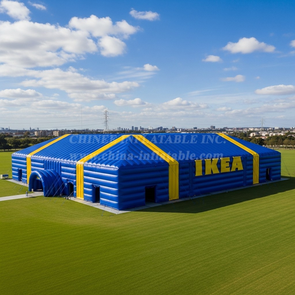 Tent1-6379 Blue Yellow Inflatable Cuboid Tent