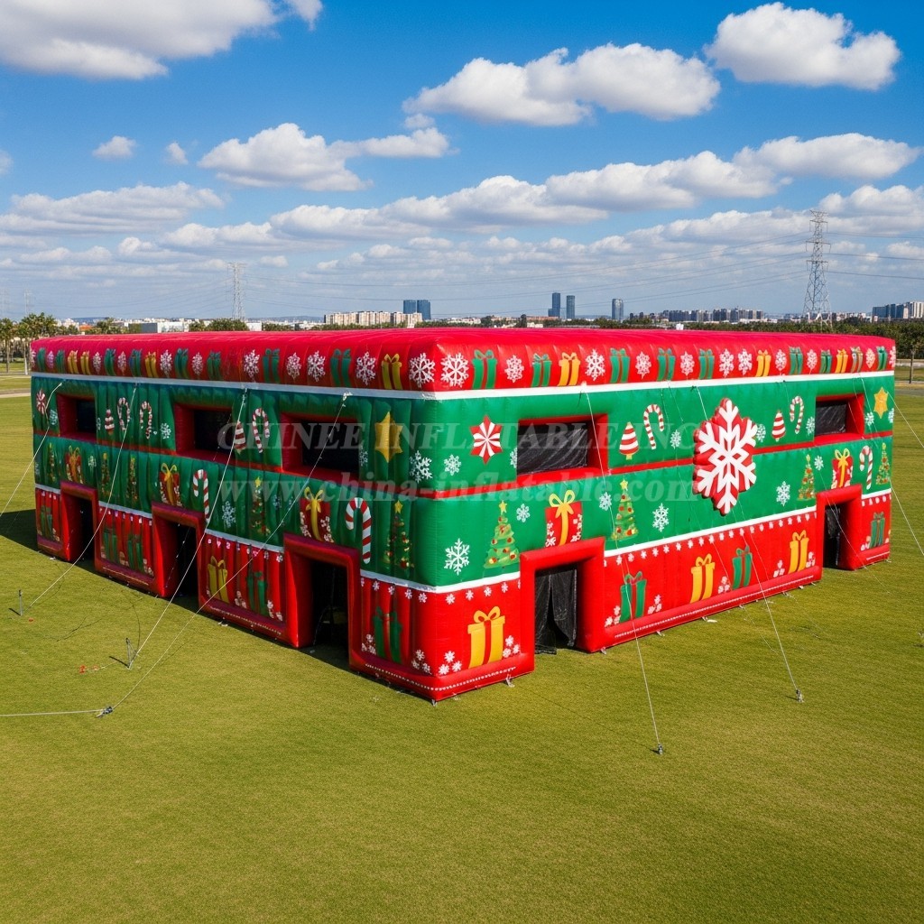 Tent1-6387 Christmas Inflatable Red Green Structure