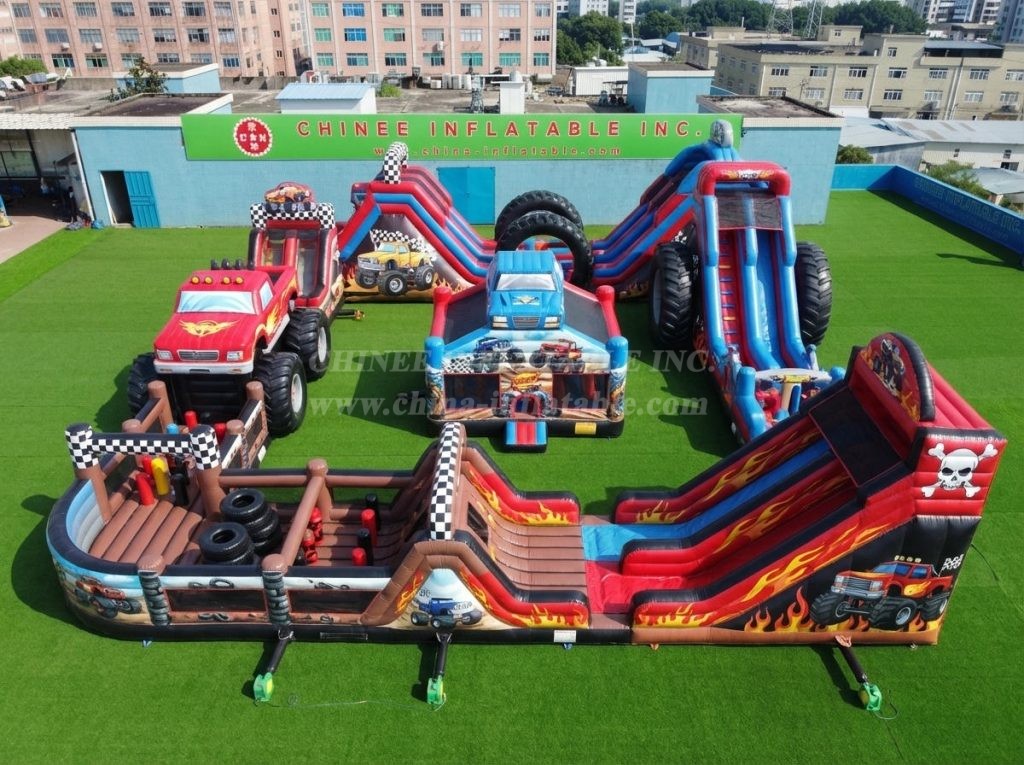 CR2-476 Monster Trucks Theme Inflatable Challenging Run