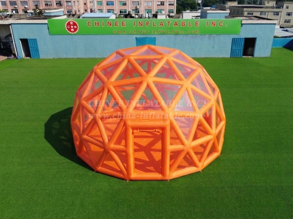 Tent1-5041I Orange Spherical Structure Inflatable Bubble Tent
