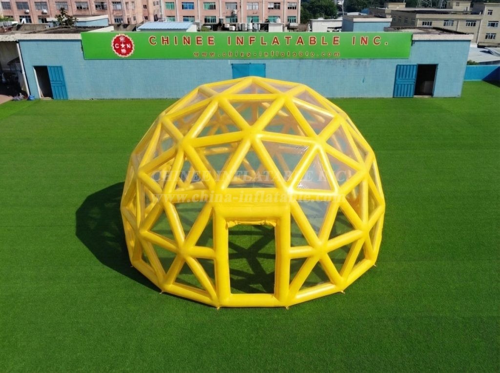 Tent1-5041O Yellow Spherical Structure Inflatable Bubble Tent