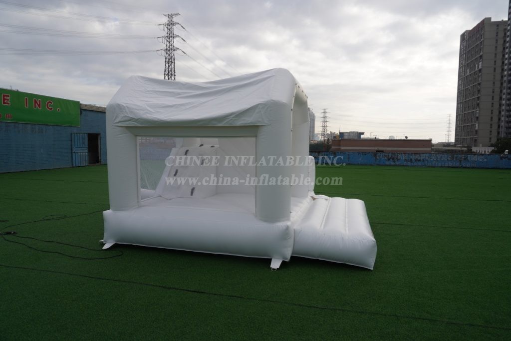 T2-3249G Pure White Bouncy Castle with Slide