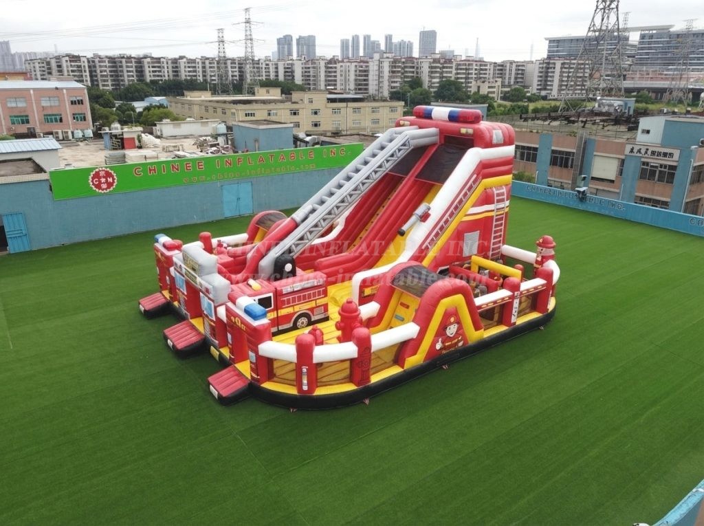 T6-6834 Firetruck Theme Inflatable Playground