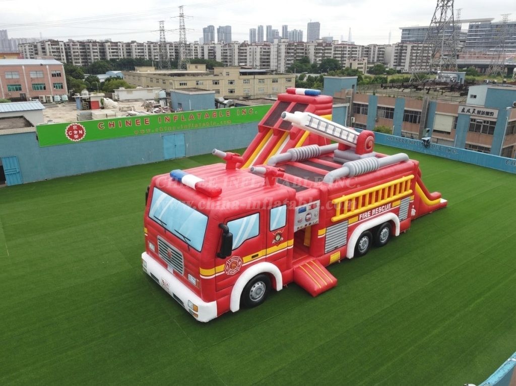 T6-6835 Firetruck Theme Inflatable Playground