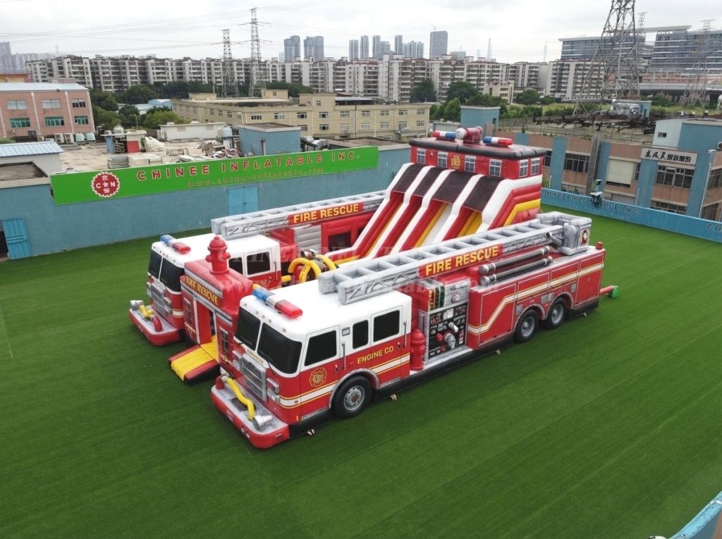 T6-6837 Firetruck Theme Inflatable Playground