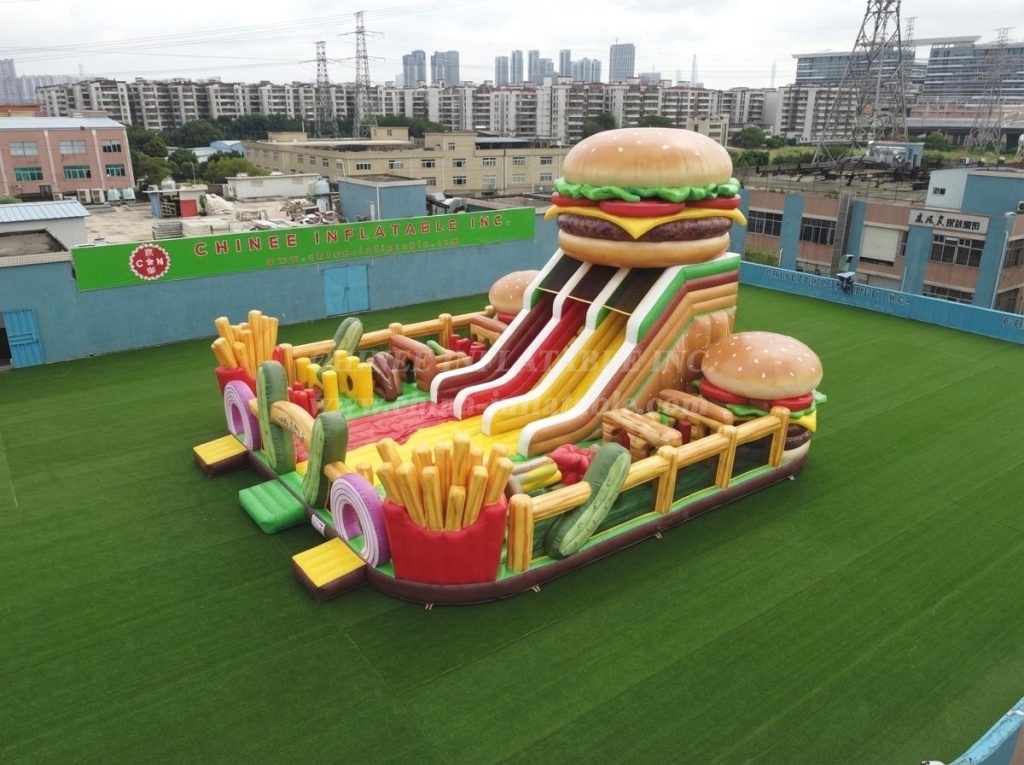T6-6843 Hamburger Theme Inflatable Playground