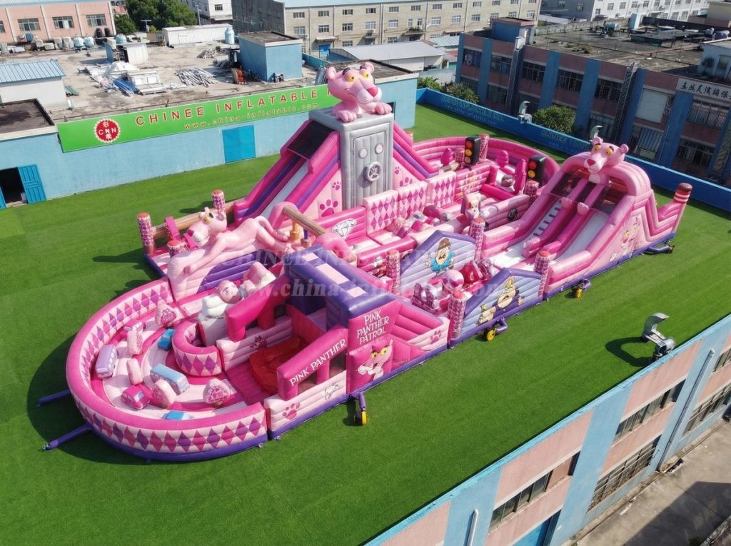 CR2-510 Pink Panther Theme Ginat Inflatable Obstacle Courses Challenging Run