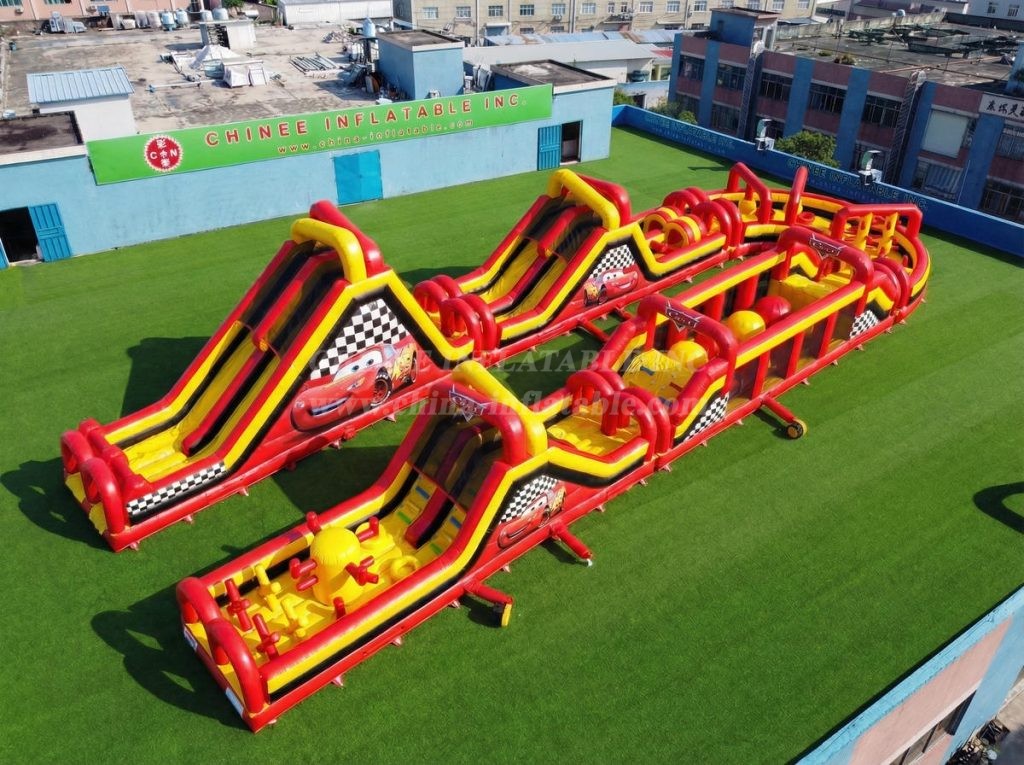 CR2-544 Cars Theme Giant Inflatable Obstacle Courses Challenging Run