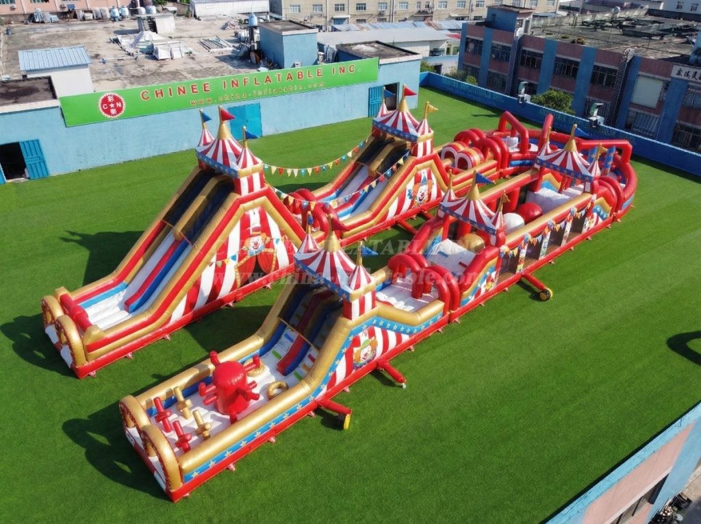 CR2-546 Circus Theme Giant Inflatable Obstacle Courses Challenging Run