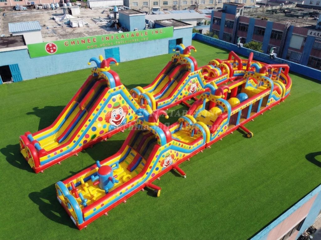 CR2-547 Clown Theme Giant Inflatable Obstacle Courses Challenging Run