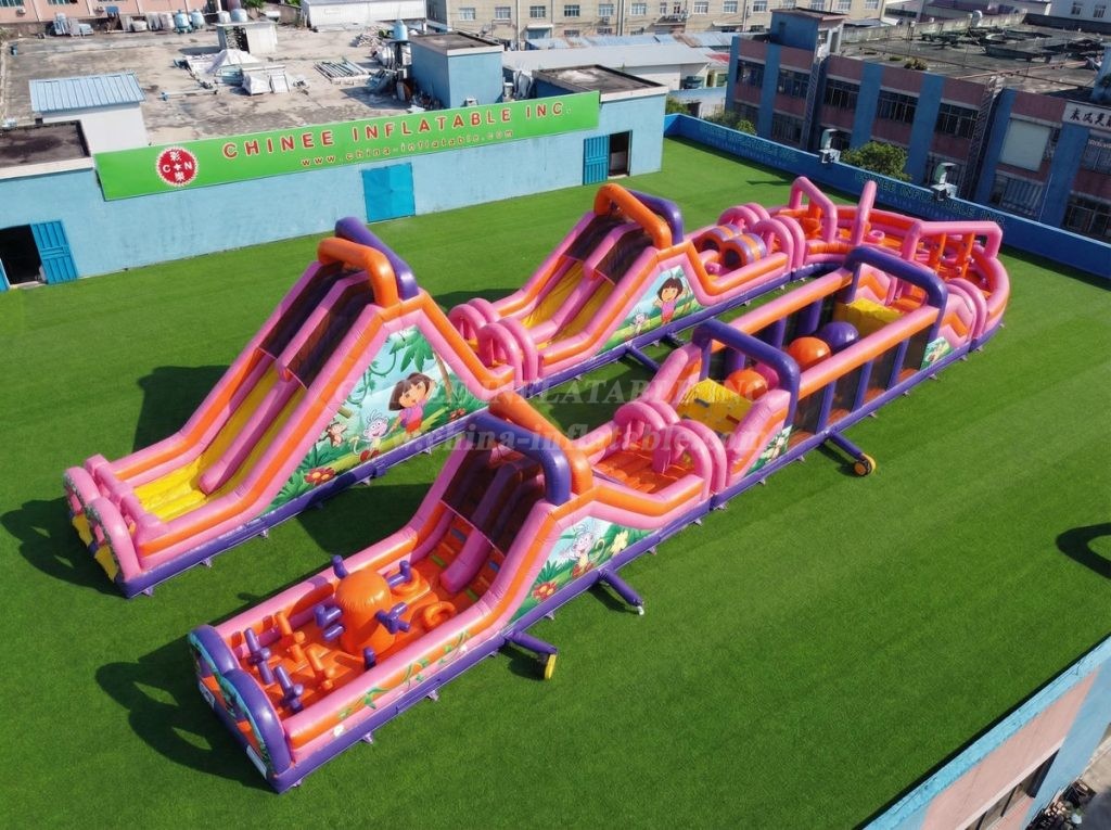 CR2-552 Dora Theme Giant Inflatable Obstacle Courses Challenging Run