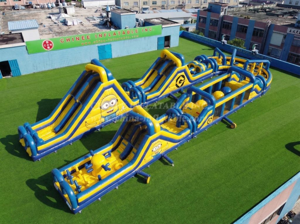 CR2-570 Minions Theme Giant Inflatable Obstacle Courses Challenging Run