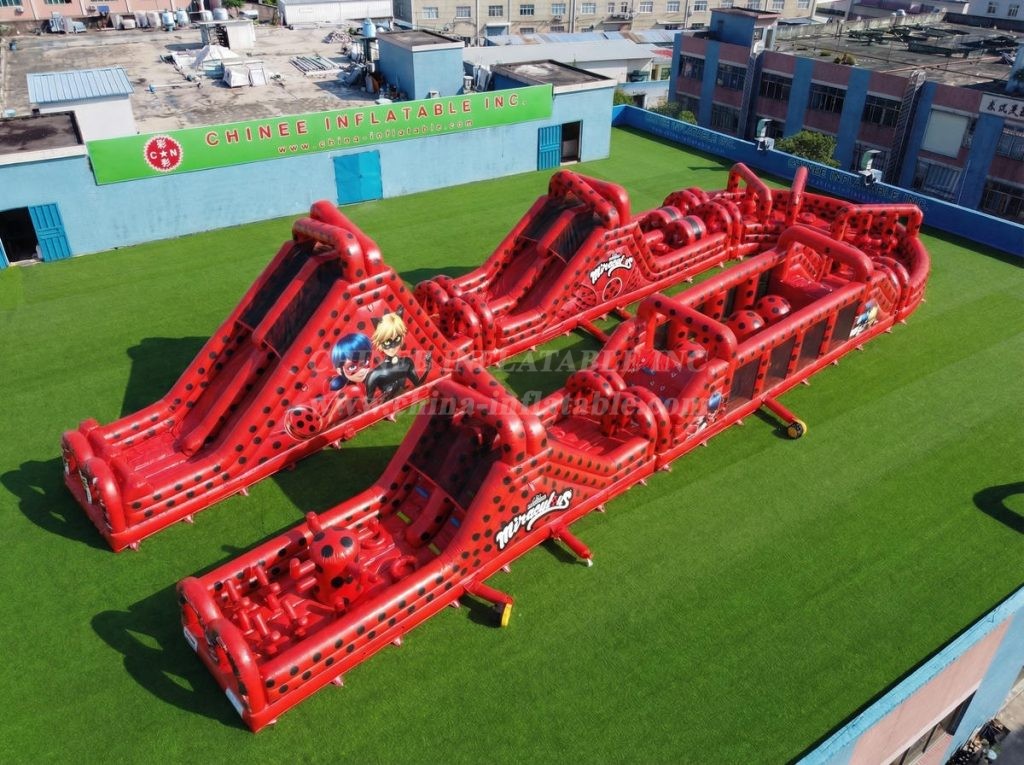 CR2-571 Miraculous Ladybug Theme Giant Inflatable Obstacle Courses Challenging Run