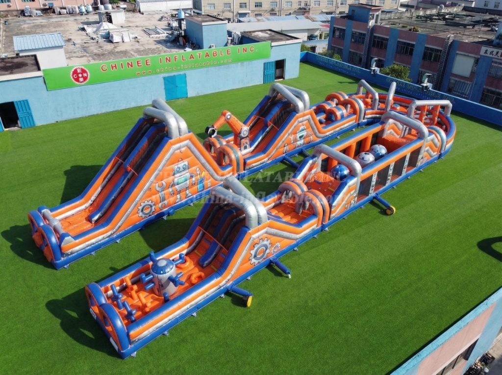 CR2-587 Rusty Rivets Theme Giant Inflatable Obstacle Courses Challenging Run