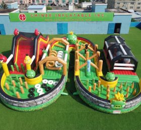 CR2-708 Angry Birds Theme Ginat Inflatable Obstacle Courses Challenging Run