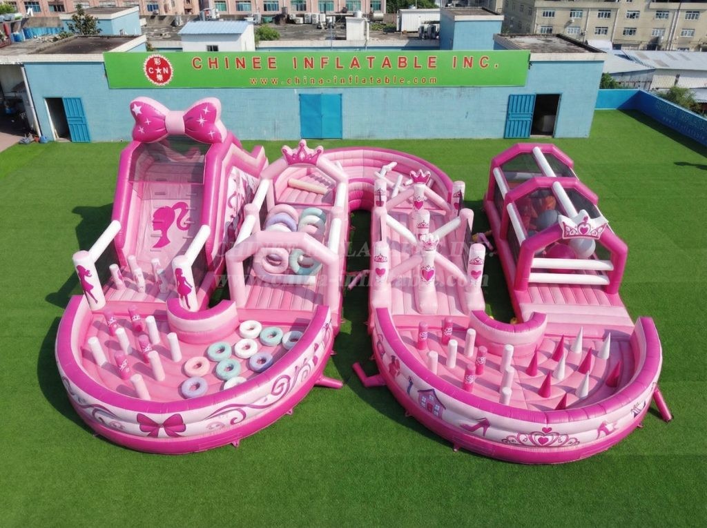 CR2-711 Barbie Theme Ginat Inflatable Obstacle Courses Challenging Run