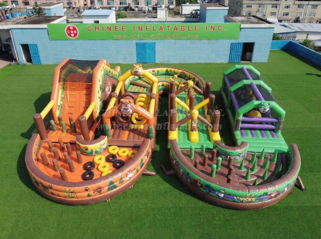 CR2-715 Boonie Bears Theme Ginat Inflatable Obstacle Courses Challenging Run