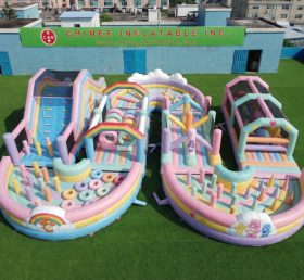 CR2-717 Care Bears Theme Ginat Inflatable Obstacle Courses Challenging Run