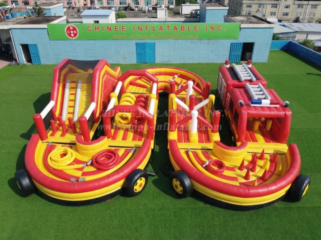 CR2-725 Firetruck Theme Ginat Inflatable Obstacle Courses Challenging Run