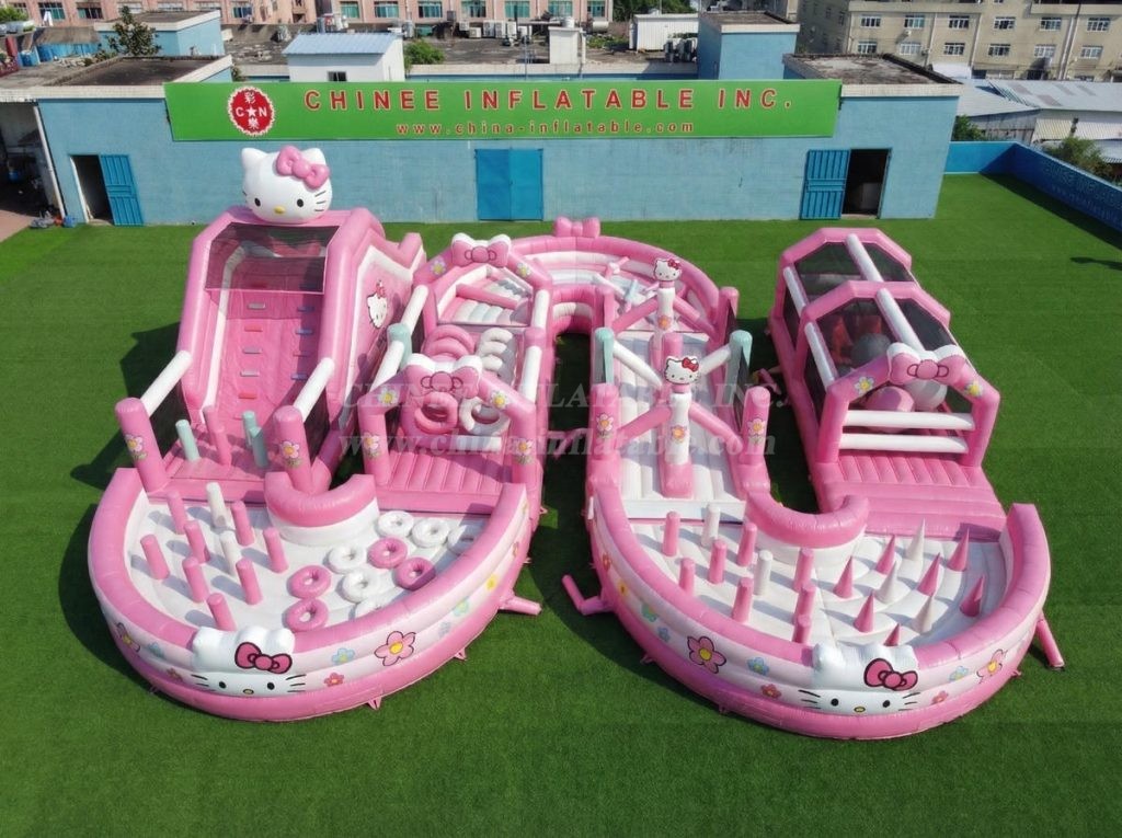 CR2-729 Hello Kitty Theme Ginat Inflatable Obstacle Courses Challenging Run
