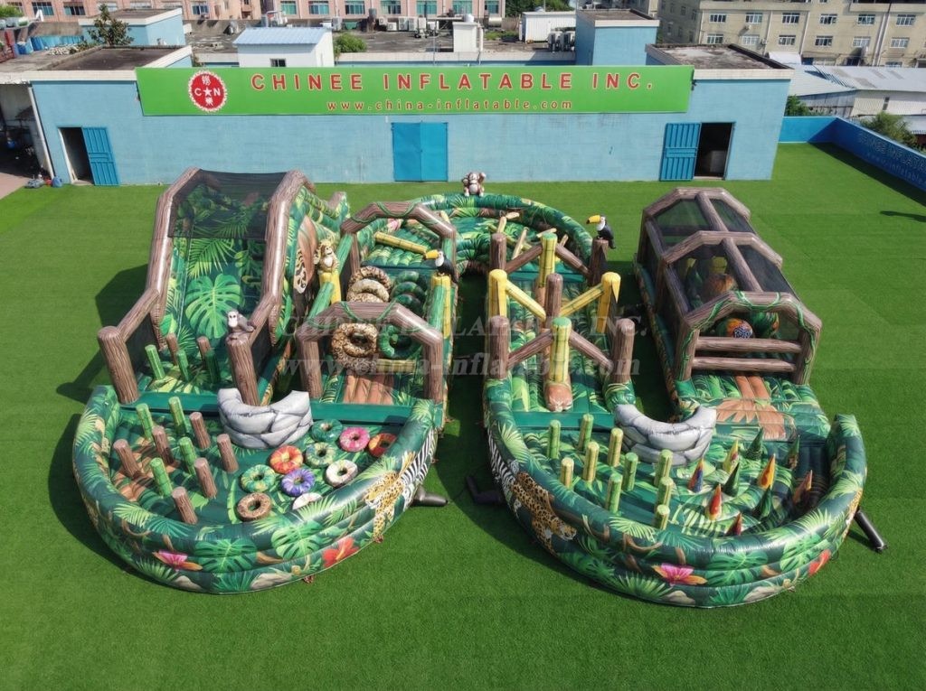 CR2-730 Jungle Theme Ginat Inflatable Obstacle Courses Challenging Run